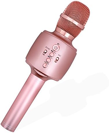 Karaoke Microphone,Micpioneer H3 Wireless 3 in 1 Portable Bluetooth Mic Recorder Speaker Music Player for iPhone,Android and Tablet(Rose Gold)