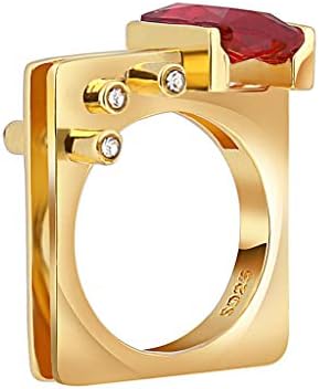 Goddesslili Diamond Rings for Women, 2019 Unique Geometric Square Zircon Ruby Antique Style Vintage Retro Wedding Engagement Anniversary Luxury Jewelry Gift for Her