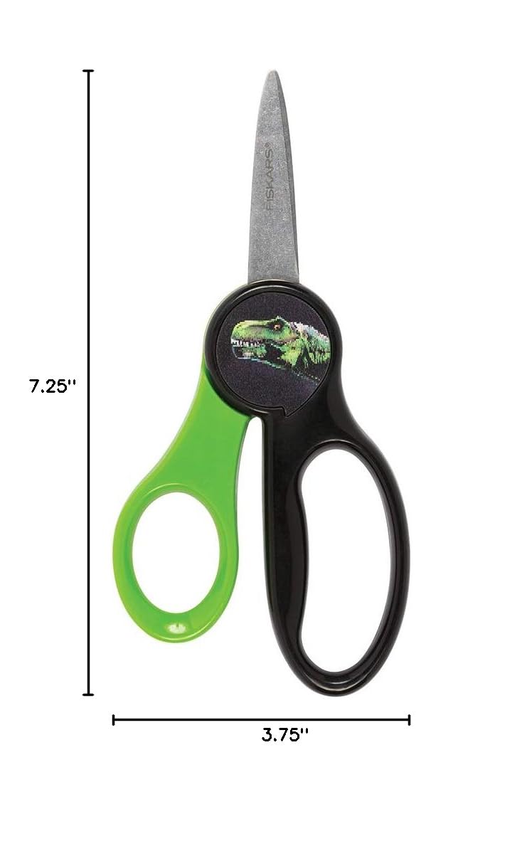 FISKARS® Magic Morph Kids Scissors - Image Moves when Tilted - Pointed-tip for Ages 4+ - Fun T-Rex Design - Back to School Supplies