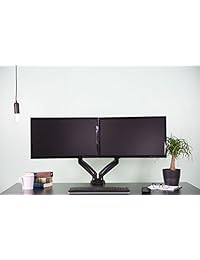 VIVO soporte de montaje con contrapeso para monitor doble, con resorte a gas, para montaje universal de pantallas de 13 pulgadas a 27 pulgadas, Negro