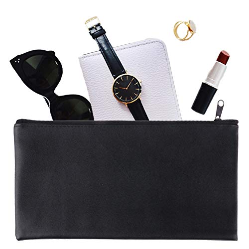 Tongnian 12 Pieces Bank Bag Money Pouch Security Bank Deposit Bag with Zipper for Cash Money, Check Wallet, Cosmetics, Tools 11x6 inch (Black +Blue) (Black) - Thumbnail 5