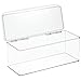 mDesign Stackable Plastic Craft, Sewing, Crochet Storage Container Box with Attached Lid - Compact Organizer and Holder for Thread, Beads, Ribbon, Glitter, Clay - 13.4