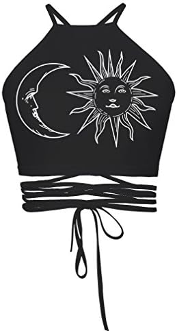 GuPoBoU168 Womens Girls Lady Skull Skeleton Halterneck Bandage Tank Top One Size