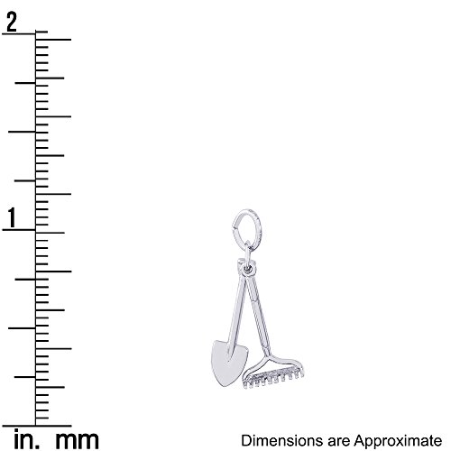 Rembrandt Charms Sterling Silver Rake and Shovel Charm on a Sterling Silver Curb Chain Necklace, 20" - Thumbnail 2