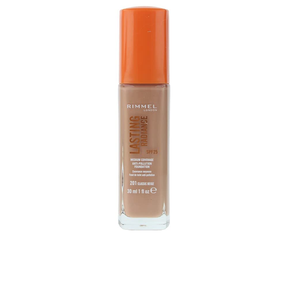 Rimmel Lasting Radiance Medium Coverage Anti Pollution Foundation, SPF 25, 201 Classic Beige (Rimmel Wake Me Up Foundation Upgrade)