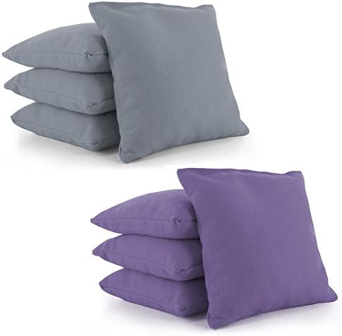 Cornhole Bags Set of 8 by Tailor Spot Corn-Filled ACA Regulation 25+ Colors (Gray-Purple)