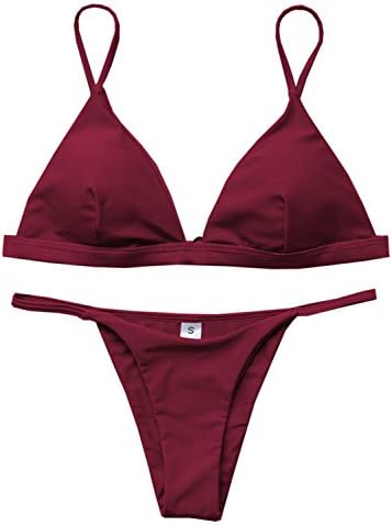 Women's 2 Pcs Bikini Triangle Top Brazilian Bottom Swimwear Bikini Set