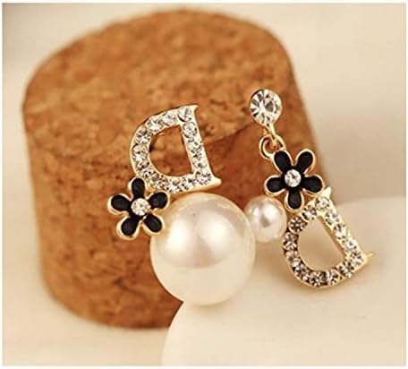 Women's Fashion Korean Style Earring Letter D Unblance Design Stainless Steel