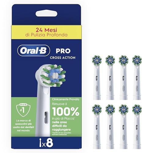Oral-B Testina Di Ricambio PRO Cross Action Bianca, Confezione Da 8 Testine