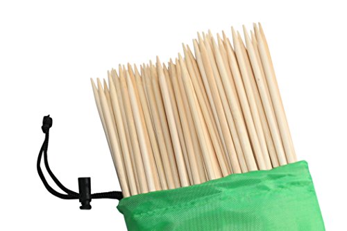 Cuisinelogic Bamboo Marshmallow S'Mores Roasting Sticks 36 Inch 5mm 110 Premium Heavy Duty Skewers With Fabric Storage Bag-All Natural