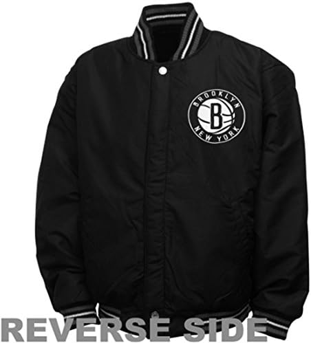 Brooklyn Nets Youth Jacket. Satin Button - Up Black and Charcoal Youth Size Small