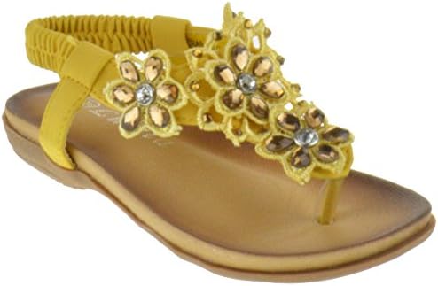 Crab Crab-1748Km Little Girls Gladiator Rhinestone Comfort Flat Sandals
