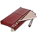 YALUXE Women's Large Capacity Genuine Leather Smartphone Wallet with Shoulder Strap Red