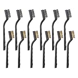 12PCS Mini Wire Brushes, Stainless Steel & Brass Brush Set, Curved Handle Scratch Brush for Automotive, Cleaning Welding Slag and Rust