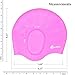 Shvim Silicone Swim Caps for Long & Short Hair with Designed Ear Protect Pouch - Allergy Free Waterproof Premium No Rip Shower Cap Hat - Bundle Combo with Nose Clip + Pair of Ear Plug (Pink)