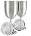 Frost Bottle Set of 2 || Double Wall Vacuum Sealed Insulated Wine Glass/Goblet with Splash Proof Lid || Premium Food Grade 18/8 Stainless Steel || BPA-Free