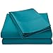 Superior CR600 Cotton Blend Bed, Solid Design, Elegant Sateen, House Basics, Set Includes 1 Flat, 1 Elastic Deep Pocket Fitted Sheet, 2 Pillowcases-Queen, Teal