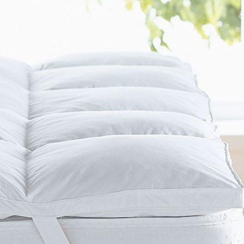 Mattress Topper, Deluxe Soft White Goose Feather and Down, Luxury Thick 5cm Topper Mattress - 100% Cotton Anti Dust-Mite Down Proof Fabric, Anti Allergy - Box Baffle Construction - Single Size Bed
