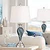 Arden Modern Contemporary Table Lamps Set of 2 Green Blue Glass Twist Column Steel Base Empire Shade Decor for Living…