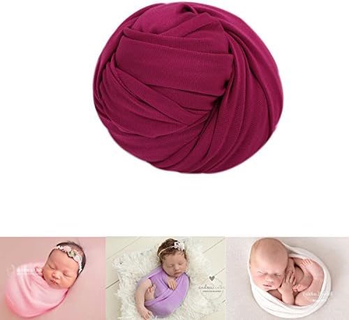 Newborn Photography Props Boys | Baby Girls Photo Outfits | Soft Stretchy Wrap Blanket Swaddle Backdrops for Photo Shoot (Rose-Carmine)