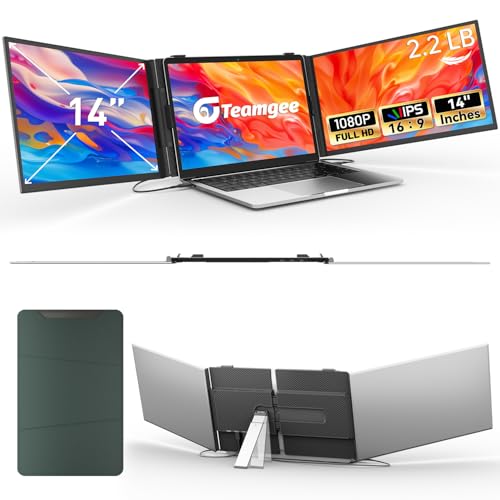 Teamgee Monitor Portátil 14“, ultradelgado y Ligero de 0,9 kg con Soporte Ajustable, FHD 1080P para…