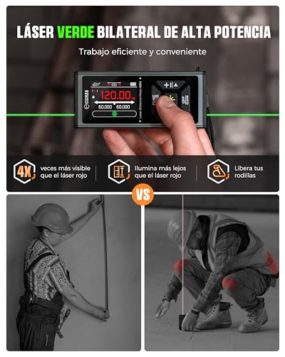 CIGMAN 120m Bilateral Laser Rangefinder, Digital Bubble Level Distance Measuring Device and IPS Digital Display, M/in/ft, Pythagoras/Distance/Area/Volume Measurements