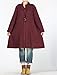 Mordenmiss Women's Cotton Linen Full Front Buttons Jacket Outfit with Pockets (Large, Style 1-Burgundy)