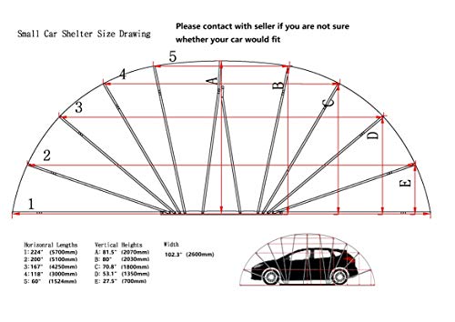 Ikuby All Weather Proof Medium Carport Car Shelter Car Canopy
