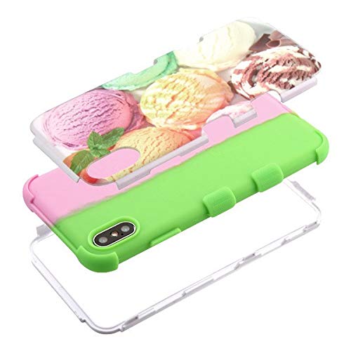 Kaleidio Case Compatible for Apple iPhone XS Max (6.5") [TUFF Armor] Slim Fit Rugged [Shock Absorption] Impact Hybrid Rubber Cover [Ice Cream Scoops] - Thumbnail 2