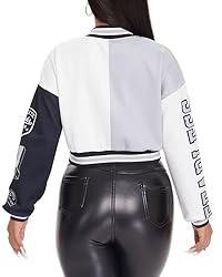 babyhealthy Womens Crop Varsity Jacket Stitched