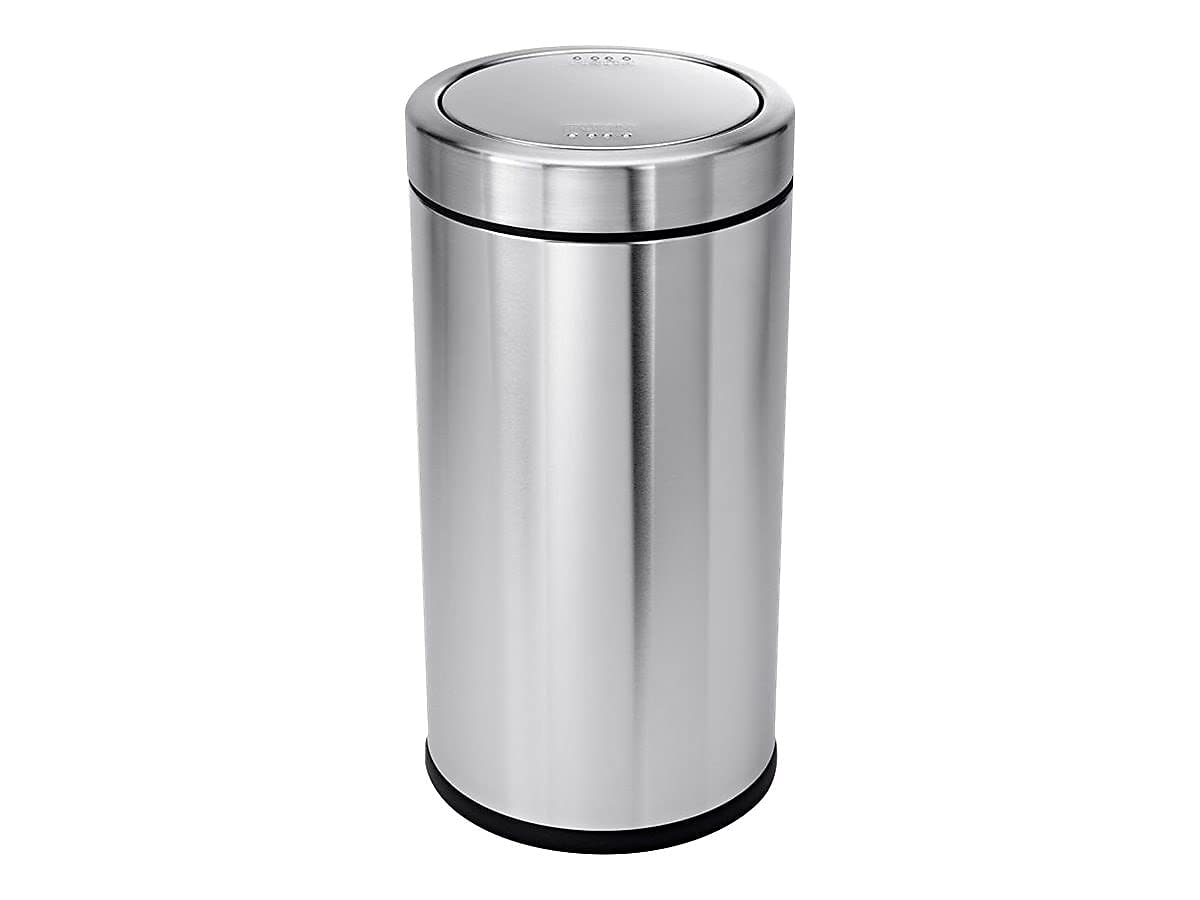 simplehuman CW1442 55L Swing Top Office Business Commercial Bin, Large Capacity, Balanced Swing Lid, Lift-Off Lid, Non-Skid Base, Inner Bucket, Brushed Heavy-Gauge Stainless Steel