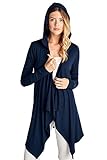 82 Days Women'S Rayon Span Open Front Cardigan With Hoodies - Solid