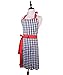 Love Potato 100% Cotton Vintage Gingham Kitchen Apron with Two Pockets, Small to Plus Size Ladies, Great Gift for Wife or Ladies