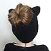 Kids Lovely Cartoon Winter Cable Knit Ear Thermal Headband Cold Weather Enhanced Warm Fleece Fuzzy Lined Croched Stretchy Headwrap Thick Hat Cap for Children Toddler Boy Girl (Black)thumb 4