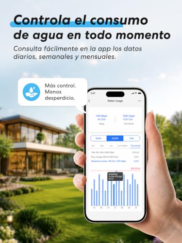 meross Programador Riego WiFi con Smart Hub, Temporizador de Riego Automático para Jardín, App y Control por Voz, Pausa por Lluvia, Consumo de Agua, Latón, IP65, Alexa, Google y Apple HomeKit, Gris