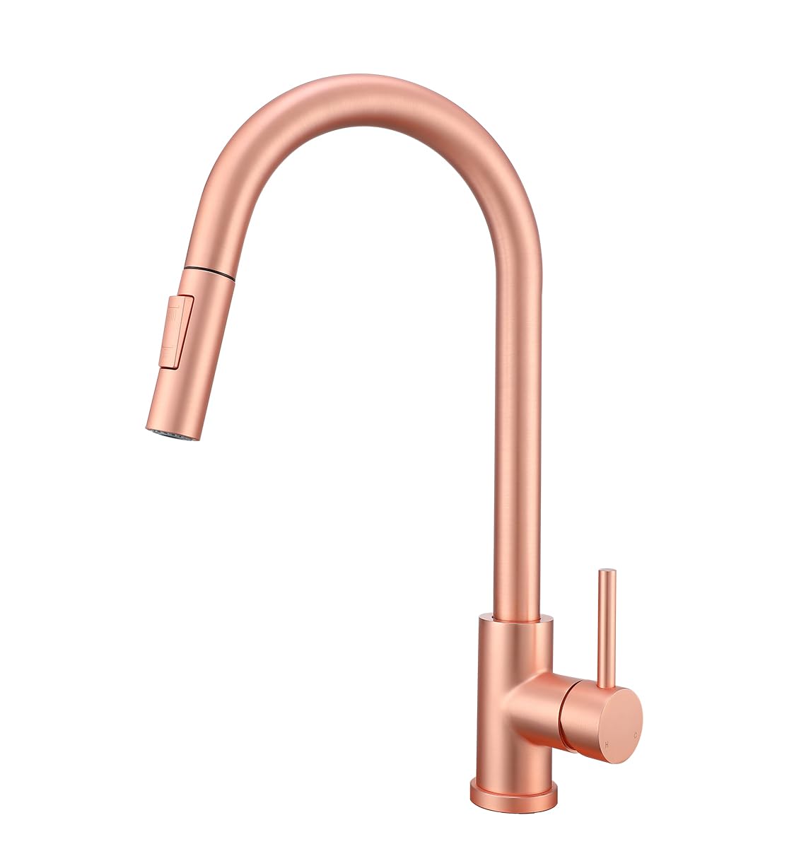 GULICA Red Copper Kitchen Tap, Single Handle, 2 Water Mode 360 Degree Swivel Pre-Rinse Pull Out Kitchen Sink Tap, Copper Rose Gold
