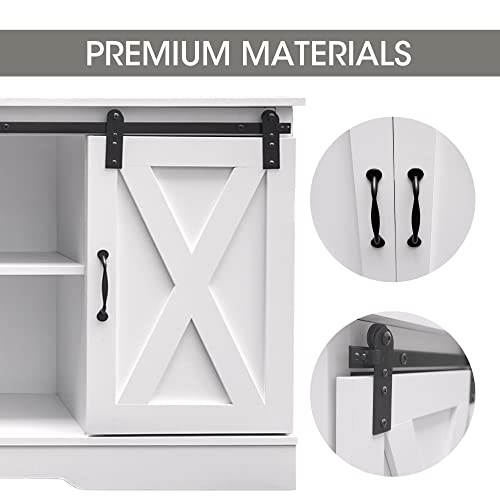 windaze Farmhouse TV Stand, Sliding Barn Door TV Stand for TVs up to 65 inches, Modern