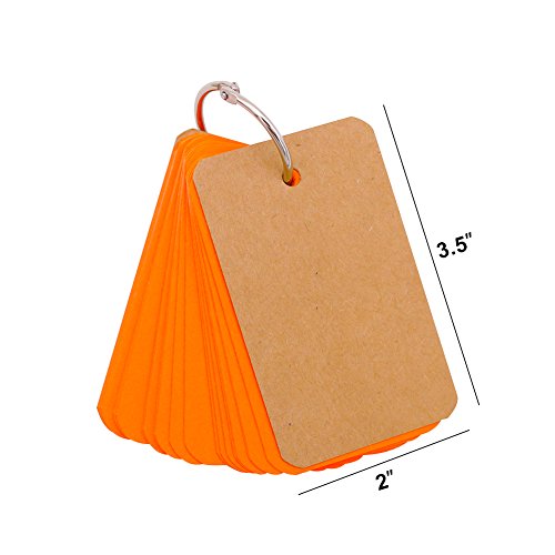 Koogel 300 Pieces 2.2 x 3.5 Inches Multicolor Kraft Paper Binder Ring Easy Flip Flash Card Study Cards/Memo Scratch Pads/Bookmark/DIY Greeting Card/Index Card Stock/Note Card(50 Sheets per Set)
