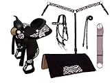 Tahoe Tack Warehouse Clearance Sale Synthetic Zebra Print Trail Horse Western Saddle Set 7 Piece (16