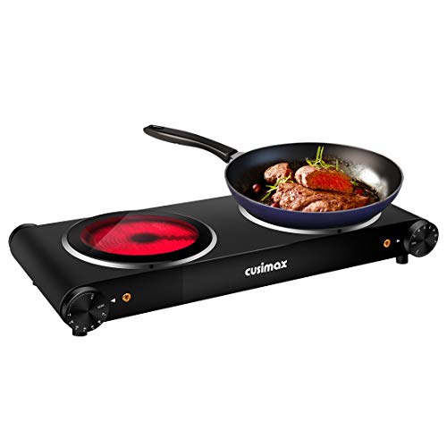 CUSIMAX 1800W Ceramic Hot Plate, Portable Infrared Burner, 7 Inch Glass