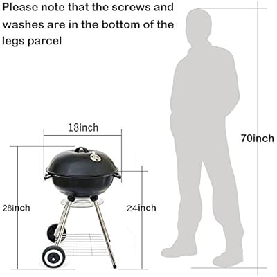 Portable Charcoal Grill for Outdoor Grilling 18inch Barbecue Grill and Smoker Heat Control Round BBQ Kettle Outdoor Picnic Patio Backyard Camping Tailgating Steel Cooking Grate for Steak Chicken