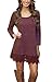 Our Precious Women's Casual Long Sleeve Lace Hem A-Line Shirt Dress Tunic Tops Burgundy L