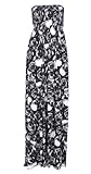 New Womens Plus Size Boob Tube Printed Sheering Summer Maxi Dress 8-26 ( Skull And Rose Print, 2X )