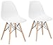Poly and Bark Modern Mid-Century Side Chair with Natural Wood Legs for Kitchen, Living Room and Dining Room, White (Set of 2)