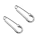 Paialco 925 Sterling Silver Safety Pin Shaped Earrings, White Gold Plating