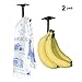 Banana Hanger (2 Pack) – Under Cabinet Hook for Bananas or Lightweight Kitchen Items. Folds-up When Not in Use. Self-adhesive and Pre-drilled Holes (Screws Provided) Keep Bananas Fresh. (Black)