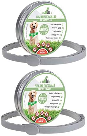 2 Pack Flea Tick Control Adjustable Waterproof Collar Protect Dogs/Cats - Last 8 Months Natural Plant Extracts Pet Treatment Prevention Fits All