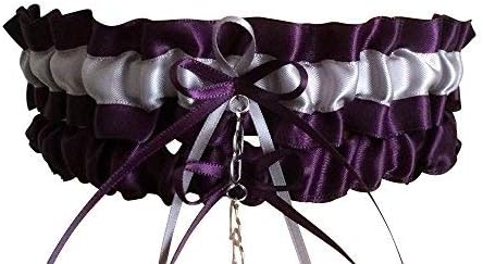 Plum Purple and Silver Wedding Garter Set, Prom Garter Set, Bridal Gift, Bride to Be Garter, Bridal Shower Gift