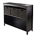 Winsome Terrace Shelving, 3 Small Baskets, Dark Espresso
