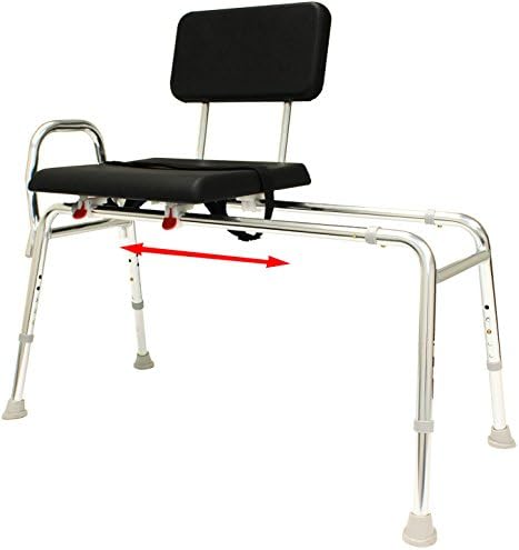 Padded Sliding Bath Transfer Bench (77111) - Regular (Base Length: 39" - 40") - Heavy-Duty Shower Bathtub Chair - Eagle Health Supplies